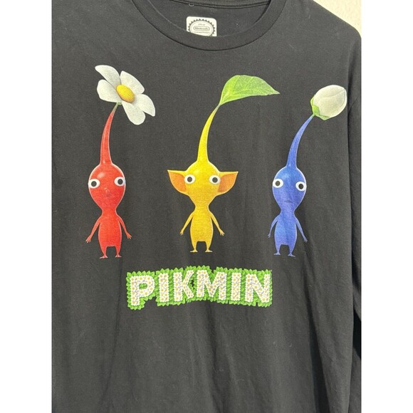 Pikmin LS Shirt Black Mens Graphic Comic Con Official Club Nintendo Promo Small - Picture 3 of 7